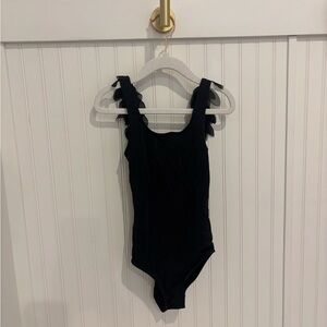 Stella Cove Black One-Piece Swimsuit w/ Fluffy Sleeves – Size 4